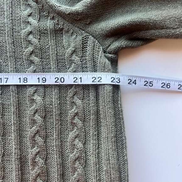 Soft Surroundings Cable Knit Open Front Cardigan Sweater Sage Green Size Large - Picture 4 of 8
